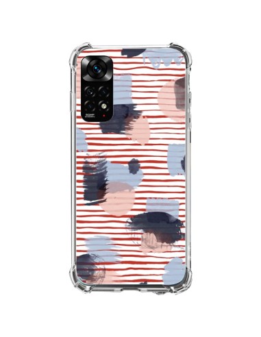 Coque Xiaomi Redmi Note 11 / 11S Watercolor Stains Stripes Red - Ninola Design