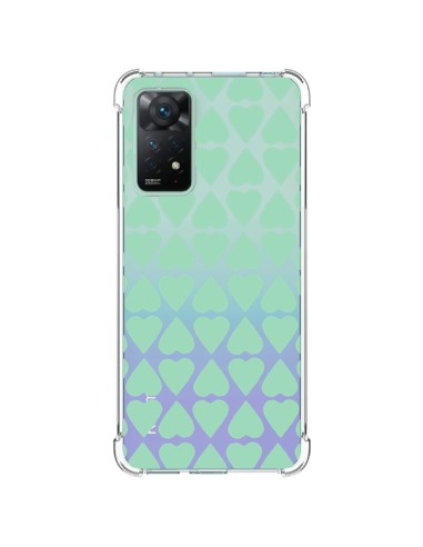 Coque Xiaomi Redmi Note 11 Pro Coeurs Heart Mint Bleu Vert Transparente - Project M