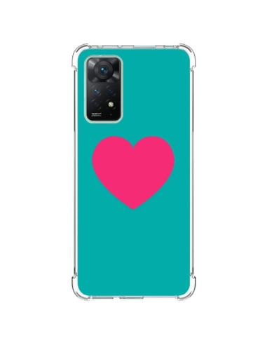 Coque Xiaomi Redmi Note 11 Pro Coeur Rose Fond Bleu  - Laetitia