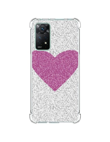 Coque Xiaomi Redmi Note 11 Pro Coeur Rose Argent Love - Mary Nesrala