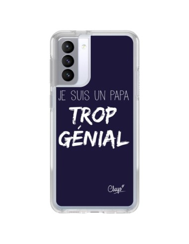 Coque Samsung Galaxy S21 FE Je suis un Papa trop Génial Bleu Marine - Chapo