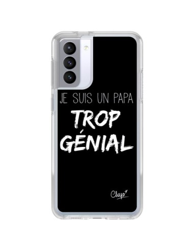 Coque Samsung Galaxy S21 FE Je suis un Papa trop Génial Noir - Chapo