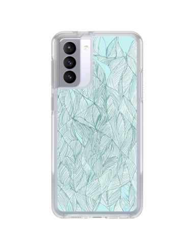 Coque Samsung Galaxy S21 FE Courbes Meandre Bleu Vert Nuageux -  Léa Clément