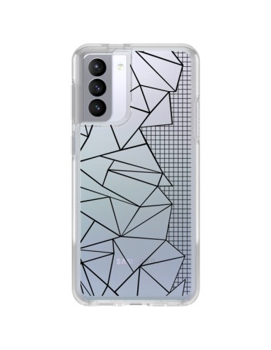 Coque Samsung Galaxy S21 FE Lignes Grilles Side Grid Abstract Noir Transparente - Project M