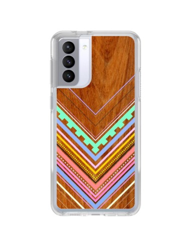 Coque Samsung Galaxy S21 FE Azteque Arbutus Pastel Bois Aztec Tribal - Jenny Mhairi