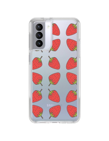 Coque Samsung Galaxy S21 FE Fraise Fruit Strawberry Transparente - Petit Griffin