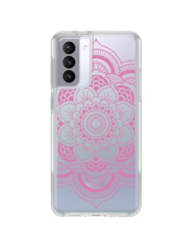 Coque Samsung Galaxy S21 FE Mandala Rose Clair Azteque Transparente - Nico