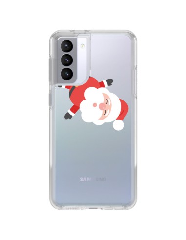 Coque Samsung Galaxy S21 FE Père Noël et sa Guirlande transparente - Nico