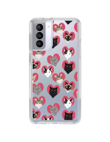 Samsung Galaxy S21 FE Case Cat Hearts Clear - Pet Friendly