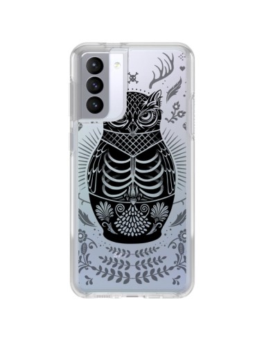 Coque Samsung Galaxy S21 FE Owl Chouette Hibou Squelette Transparente - Rachel Caldwell