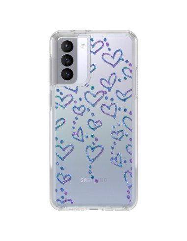 Coque Samsung Galaxy S21 FE Floating hearts coeurs flottants Transparente - Sylvia Cook