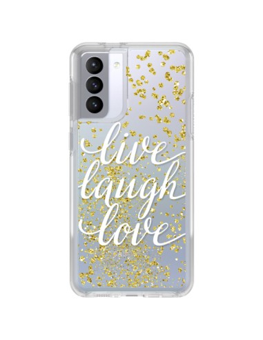 Coque Samsung Galaxy S21 FE Live, Laugh, Love, Vie, Ris, Aime Transparente - Sylvia Cook