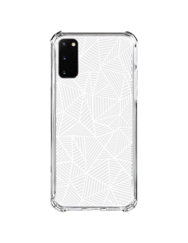 Coque Samsung Galaxy S20 FE Lignes Grilles Triangles Full Grid Abstract Blanc Transparente - Project M