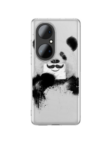 Coque Huawei P50 Pro Funny Panda Moustache Transparente - Balazs Solti