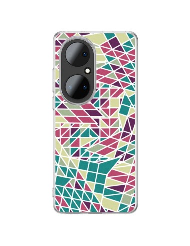 Coque Huawei P50 Pro Azteque Triangles Vert Violet - Eleaxart