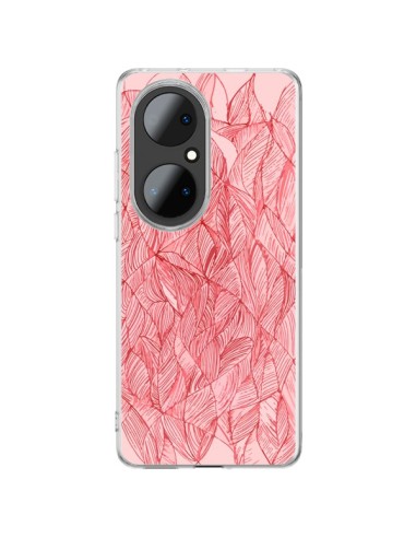 Coque Huawei P50 Pro Courbes Meandre Rouge Cerise -  Léa Clément