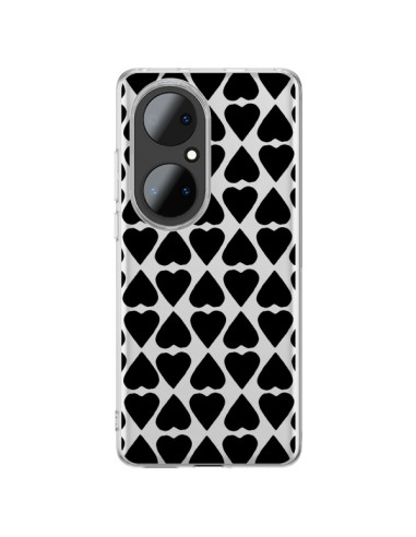 Coque Huawei P50 Pro Coeurs Heart Noir Transparente - Project M