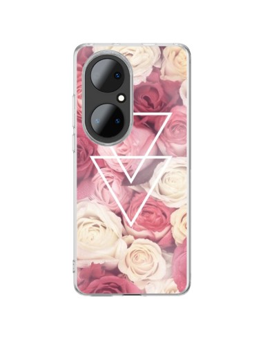 Coque Huawei P50 Pro Roses Triangles Fleurs - Jonathan Perez