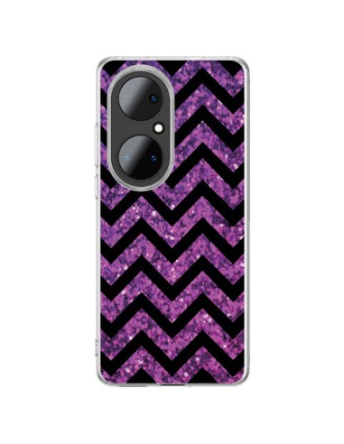 Cover Huawei P50 Pro Chevron Viola Sparkle Triangolo Azteco - Mary Nesrala