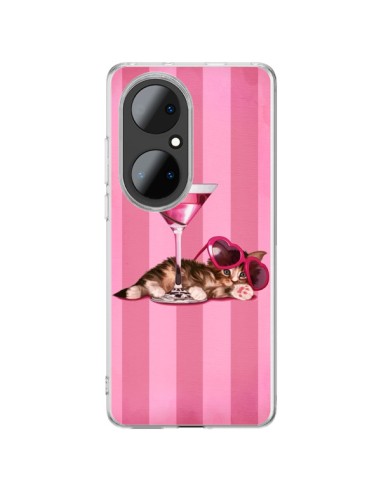 Coque Huawei P50 Pro Chaton Chat Kitten Cocktail Lunettes Coeur - Maryline Cazenave