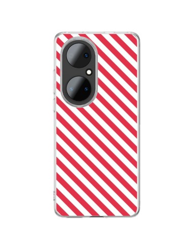 Coque Huawei P50 Pro Bonbon Candy Rose et Blanche Rayée - Nico