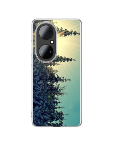 Coque Huawei P50 Pro Hiver Paysage Neige Montagnes Sapins Ski - R Delean