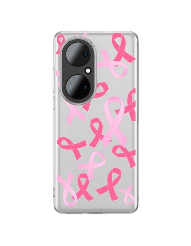 Coque Huawei P50 Pro Pink Ribbons Ruban Rose Transparente - Sylvia Cook