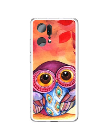 Coque Oppo Find X5 Pro Chouette Feuilles Automne - Annya Kai