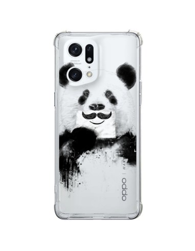 Oppo Find X5 Pro Case Funny Panda Moustache Clear - Balazs Solti