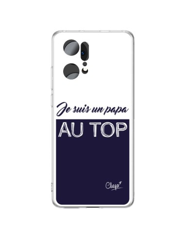 Coque Oppo Find X5 Pro Je suis un Papa au Top Bleu Marine - Chapo