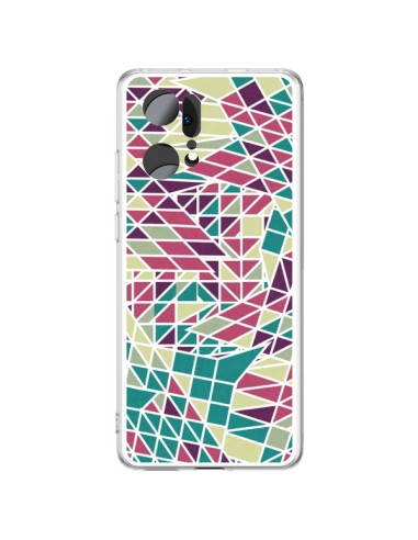 Coque Oppo Find X5 Pro Azteque Triangles Vert Violet - Eleaxart