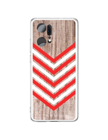 Coque Oppo Find X5 Pro Tribal Aztèque Bois Wood Flèche Rouge Blanc - Laetitia