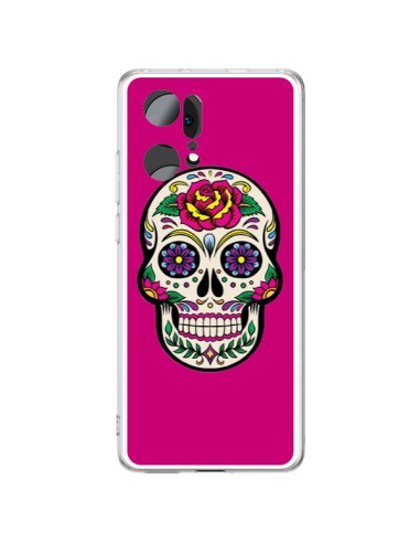 Coque Oppo Find X5 Pro Tête de Mort Mexicaine Rose Fushia - Laetitia