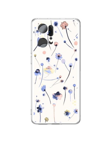 Coque Oppo Find X5 Pro Blue Soft Flowers - Ninola Design