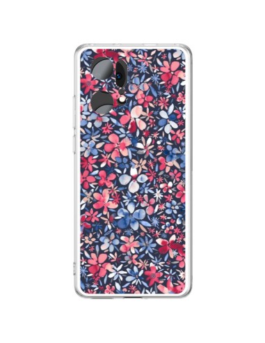 Coque Oppo Find X5 Pro Colorful Little Flowers Navy - Ninola Design