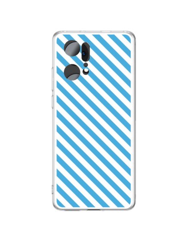 Coque Oppo Find X5 Pro Bonbon Candy Bleue et Blanche Rayée - Nico