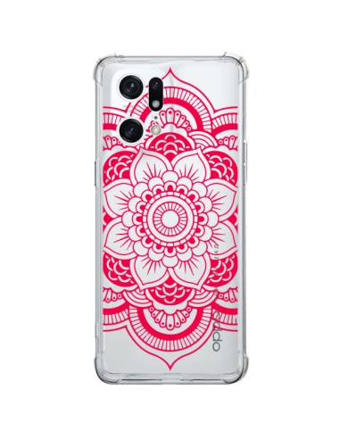 Coque Oppo Find X5 Pro Mandala Rose Fushia Azteque Transparente - Nico