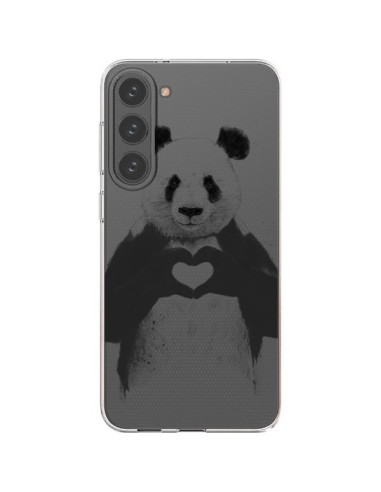 Coque Samsung Galaxy S23 Plus 5G Panda All You Need Is Love Transparente - Balazs Solti