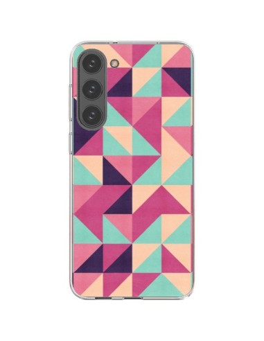 Cover Samsung Galaxy S23 Plus 5G Azteque Triangolo Rosa Verde - Eleaxart