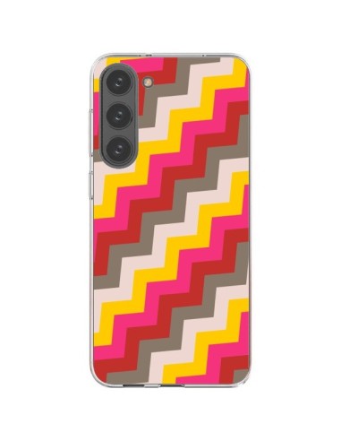 Cover Samsung Galaxy S23 Plus 5G Lignes Triangolo Azteco Rosa Rosso - Eleaxart