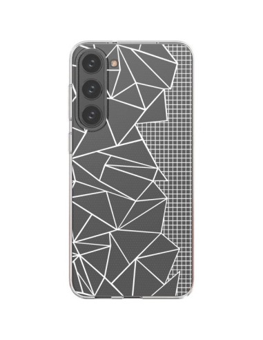 Coque Samsung Galaxy S23 Plus 5G Lignes Grilles Side Grid Abstract Blanc Transparente - Project M