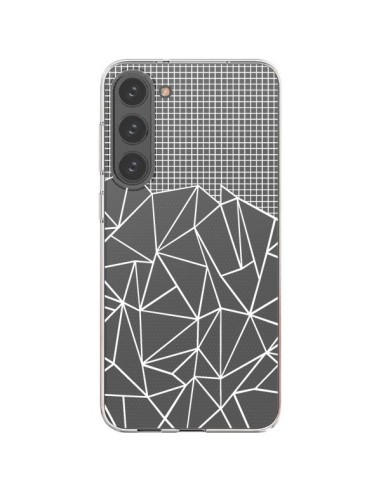 Coque Samsung Galaxy S23 Plus 5G Lignes Grilles Grid Abstract Blanc Transparente - Project M