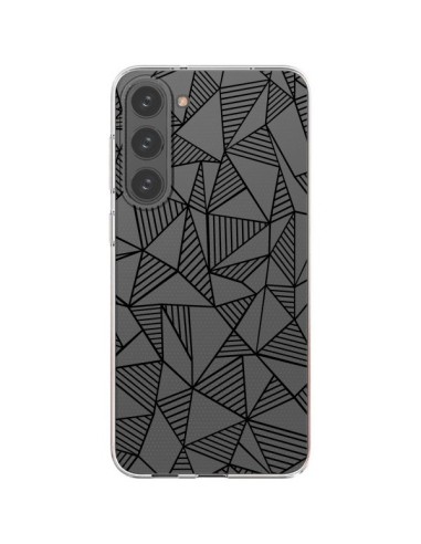 Coque Samsung Galaxy S23 Plus 5G Lignes Grilles Triangles Grid Abstract Noir Transparente - Project M