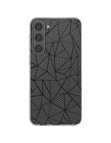 Cover Samsung Galaxy S23 Plus 5G Linee Griglia Triangles Full Grid Astratto Nero Trasparente - Project M