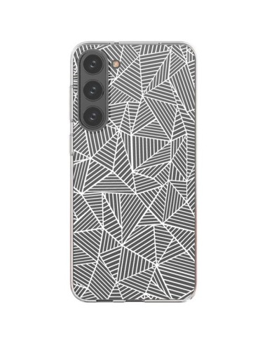 Cover Samsung Galaxy S23 Plus 5G Linee Griglia Triangles Full Grid Astratto Bianco Trasparente - Project M