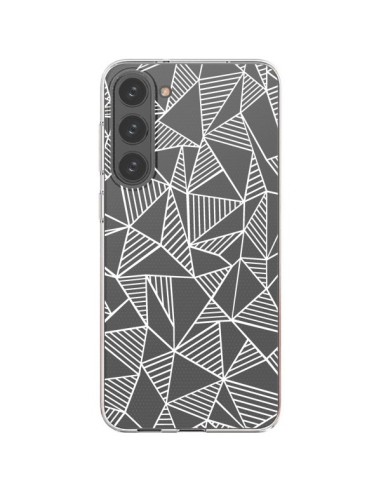 Cover Samsung Galaxy S23 Plus 5G Linee Griglia Triangles Grid Astratto Bianco Trasparente - Project M