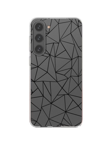 Cover Samsung Galaxy S23 Plus 5G Linee Triangoli Grid Astratto Nero Trasparente - Project M