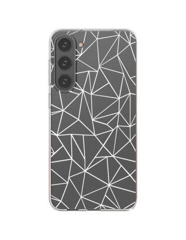 Cover Samsung Galaxy S23 Plus 5G Linee Triangoli Grid Astratto Bianco Trasparente - Project M