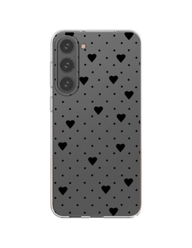 Cover Samsung Galaxy S23 Plus 5G Punti Cuori Nero Trasparente - Project M