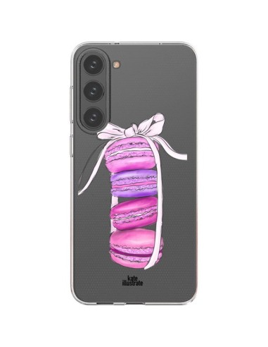 Coque Samsung Galaxy S23 Plus 5G Macarons Pink Purple Rose Violet Transparente - kateillustrate